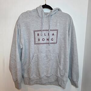 Billabong Gray Hoodie Mens Fleece Pullover Raglan Sleeve Size M